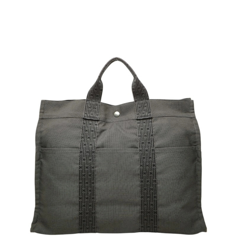 Hermes Herline Tote MM Bag Handbag Gray Canvas Women's HERMES
